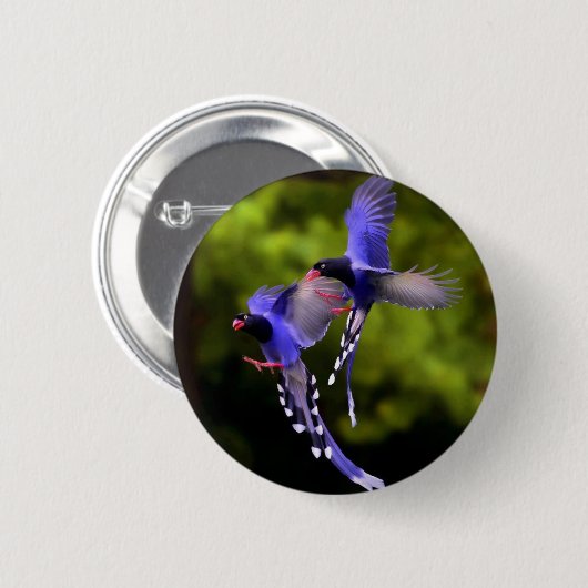 Beautiful Purple Birds in Flight Button (Vorne & Hinten)