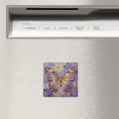 Beautiful Purple Butterfly and Flowers Magnet (In Situ (Geschirrspüler))