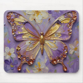 Beautiful Purple Butterfly and Flowers Mousepad