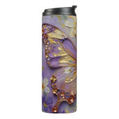 Beautiful Purple Butterfly and Flowers Thermosbecher (Nach links gedreht)