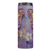 Beautiful Purple Butterfly and Flowers Thermosbecher (Rückseite)