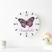 Beautiful Purple Butterfly Große Wanduhr (Zuhause)