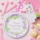 Beautiful Purple Floral Wreath Bridal Shower Pappteller (Party)
