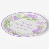 Beautiful Purple Floral Wreath Bridal Shower Pappteller (Schrägansicht)