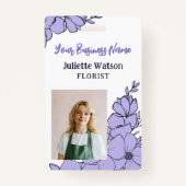 Beautiful Purple Flowers Floral Employee ID Foto Ausweis (Vorderseite)