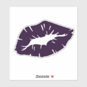 Beautiful Purple Lipstick Kiss Isolated Aufkleber (Blatt)
