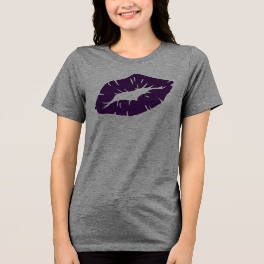Beautiful Purple Lipstick Kiss Isolated Tri-Blend Shirt (Vorderseite)
