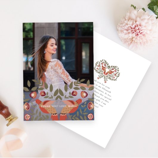 Beautiful Quinceanera Fiesta Danke Foto Einladung