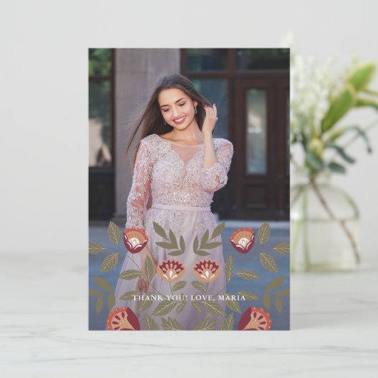 Beautiful Quinceanera Fiesta Danke Foto Einladung (Stehend Vorderseite)