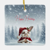 Beautiful Rabbit Christmas Keramikornament (Vorderseite)