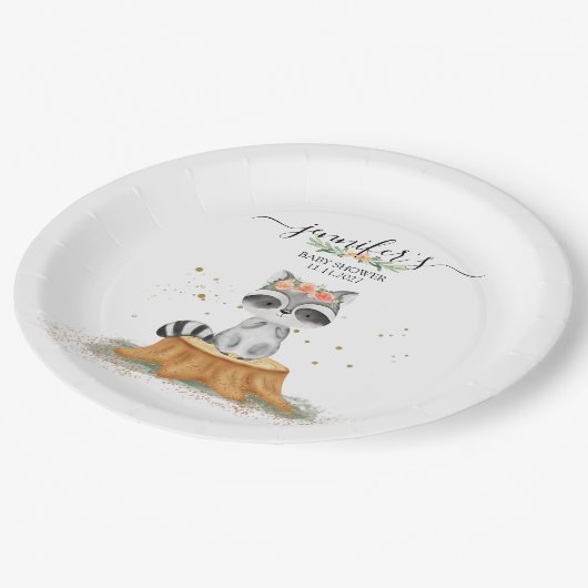 Beautiful Raccoon Nature Baby Party Pappteller (Schrägansicht)