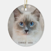 Beautiful Ragdoll Cat & Editable Name Keramik Ornament (Links)