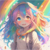 Beautiful Rainbow Anime Girl Aufkleber (Vorderseite)
