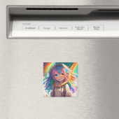 Beautiful Rainbow Anime Girl Magnet (In Situ (Geschirrspüler))