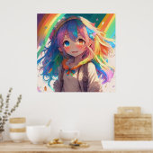 Beautiful Rainbow Anime Girl Poster (Küche)