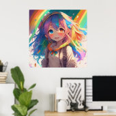 Beautiful Rainbow Anime Girl Poster (Heimbüro)