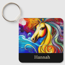 Beautiful Rainbow Horse Portrait Schlüsselanhänger