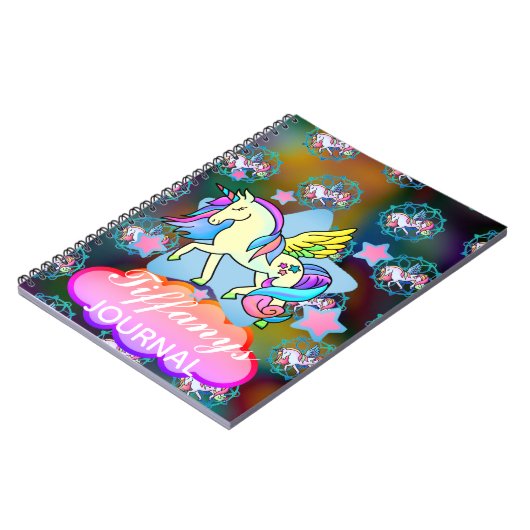 Beautiful Rainbow Unicorn Star Galaxy Sky Notizblock (Linke Seite)