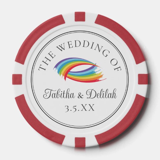 Beautiful Rainbow Wedding Personalized Pokerchips (Vorderseite)