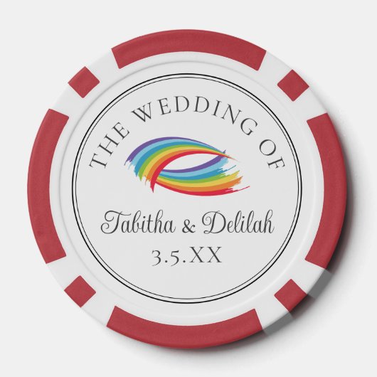 Beautiful Rainbow Wedding Personalized Pokerchips (Rückseite)