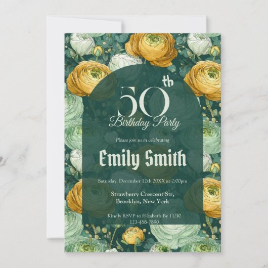 Beautiful Ranunculus Luxury Girl’S Birthday Einladung (Vorderseite)