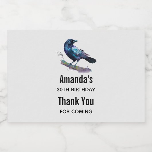 Beautiful Raven on a Tree Branch - Veranstaltung V Schaumweinetikett (Einzelnes Label)