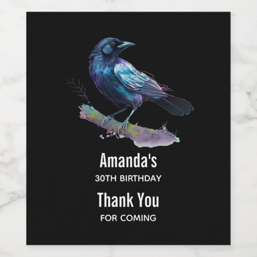 Beautiful Raven on a Tree Branch - Veranstaltung V Weinetikett (Einzelnes Label)