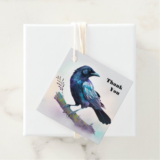 Beautiful Raven on a Tree Branch Vielen Dank Geschenkanhänger (Beispiel)