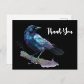 Beautiful Raven on a Tree Branch Vielen Dank Postkarte (Vorne/Hinten)