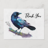 Beautiful Raven on a Tree Branch Vielen Dank Postkarte (Vorderseite)