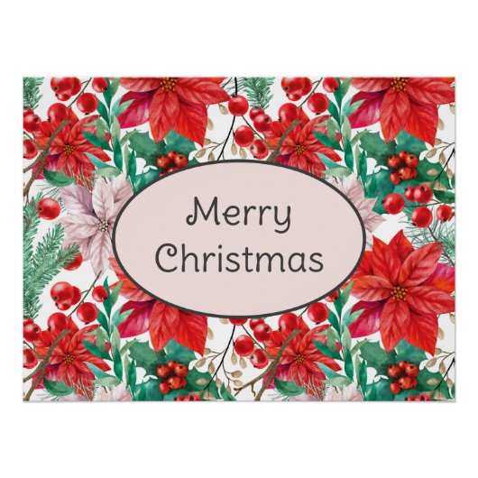 Beautiful red and white Christmas poinsettia Poster (Vorderseite)
