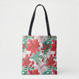 Beautiful red and white Christmas poinsettia Tasche