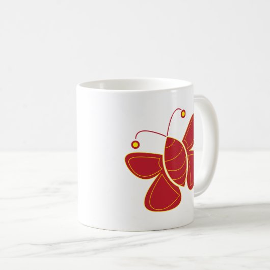 Beautiful Red Butterfly Kaffeetasse (VorderseiteRechts)