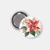 Beautiful Red Christmas Poinsettia Magnet (Vorderseite/Rückseite)