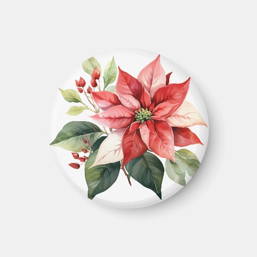 Beautiful Red Christmas Poinsettia Magnet (Vorne)