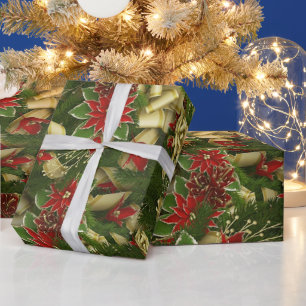 Beautiful Red Christmas Poinsettia Muster Geschenkpapier