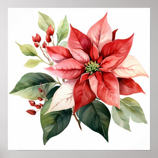 Beautiful Red Christmas Poinsettia Poster (Vorne)