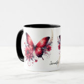 Beautiful Red Fantasy Floral Butterfly Tasse (Vorderseite Links)