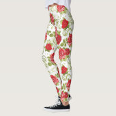 Beautiful Red Floral Rose Pattern Leggings (Links)