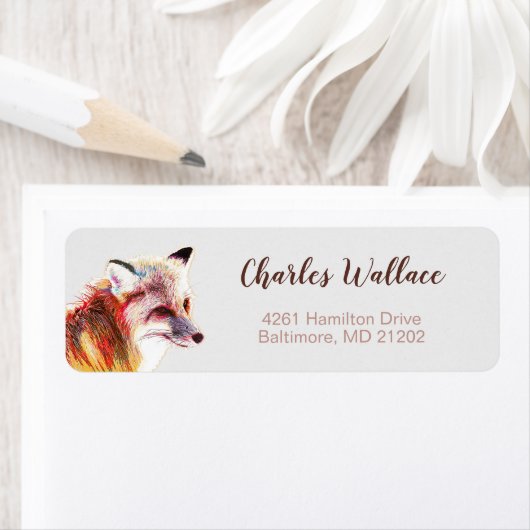 Beautiful Red Fox Custom Return Address Label (Insitu)
