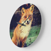 Beautiful Red Fox Große Wanduhr (Winkel)