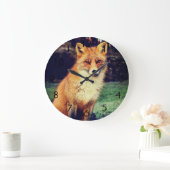 Beautiful Red Fox Große Wanduhr (Zuhause)