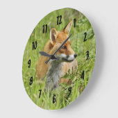 Beautiful Red Fox / Vixen Große Wanduhr (Winkel)
