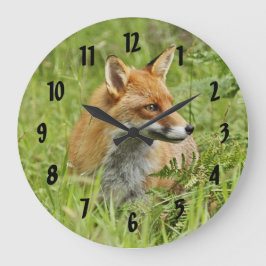 Beautiful Red Fox / Vixen Große Wanduhr