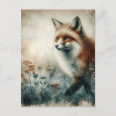 Beautiful Red Fox Watercolor Postkarte (Vorderseite)