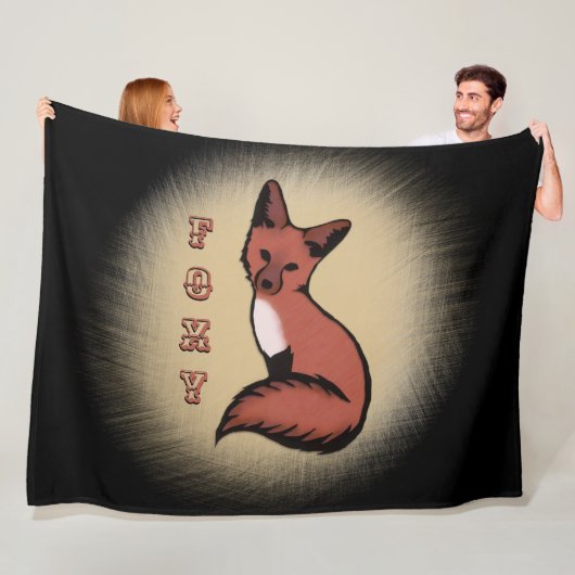 Beautiful Red Foxy Fox Black Fleecedecke (Beispiel)