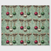 Beautiful Red,Gold,Green Christmas Bauble Ornament Geschenkpapier (Flach)