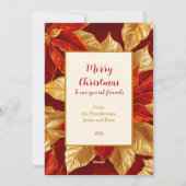 Beautiful Red Gold Vintag Poinsettias Weihnachten (Rückseite)