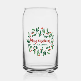 Beautiful Red Green Holly Berry Custom Christmas Dosenglas