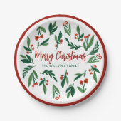 Beautiful Red Green Holly Berry Custom Christmas Pappteller (Vorderseite)